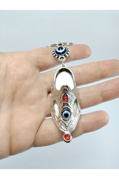 Evil Eye Bead Keychain Metal Sandal Figure Gift Accessory