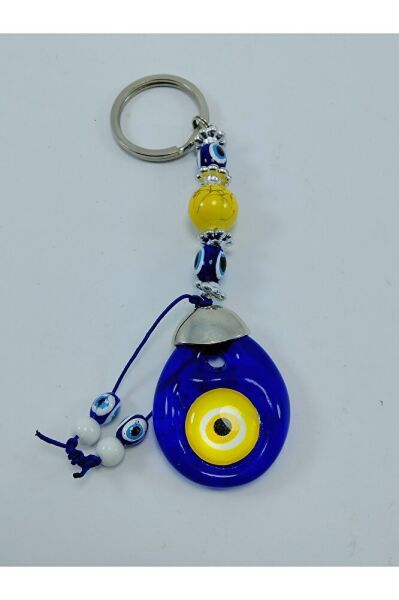 Evil Eye Bead Keychain Handmade Yellow Gift Accessory