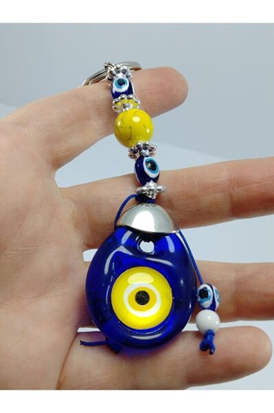 Evil Eye Bead Keychain Handmade Yellow Gift Accessory