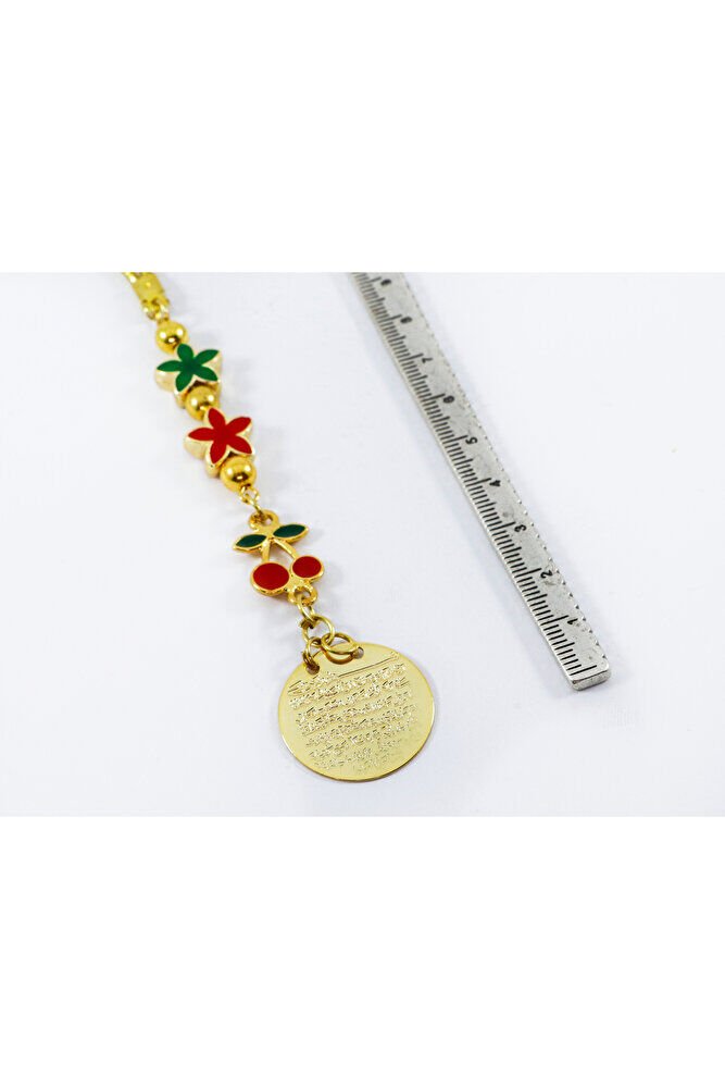 Küçük Lotus Çiçekli Kiraz Metal Ayetel Kürsi Araba Dikiz Ayna Süsü, Gold Renkli