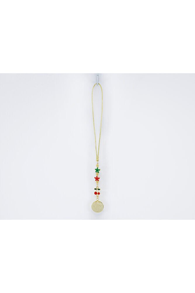 Küçük Lotus Çiçekli Kiraz Metal Ayetel Kürsi Araba Dikiz Ayna Süsü, Gold Renkli