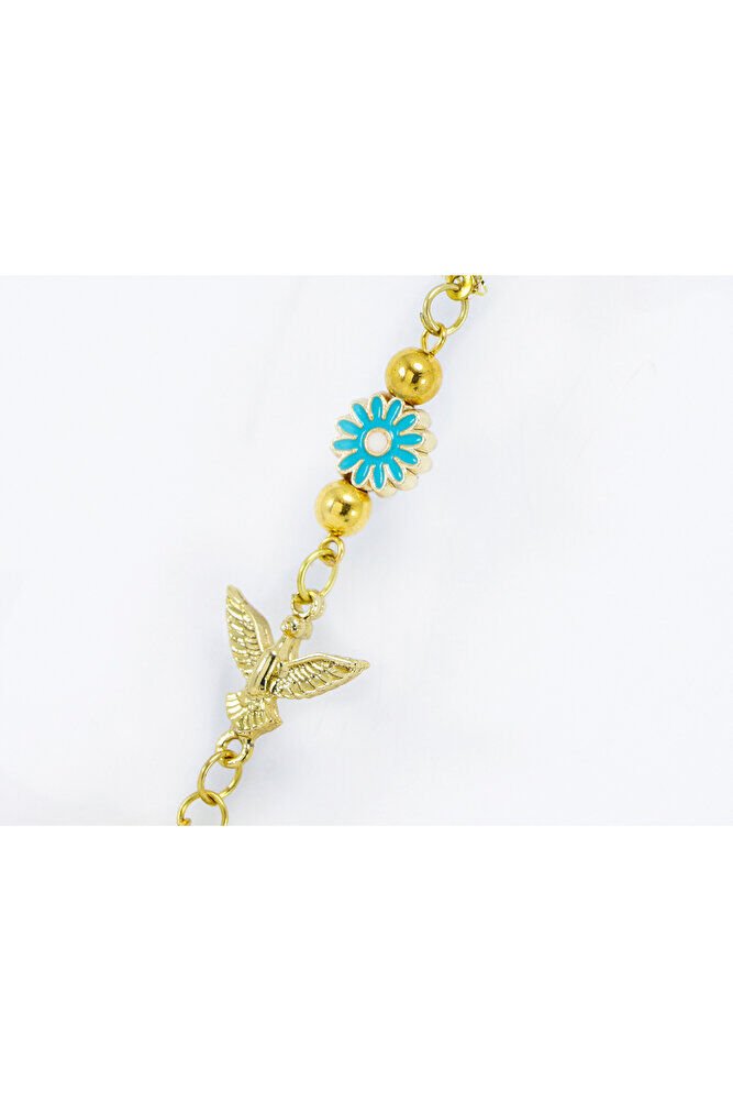 Small Flower Phoenix Metal Ayetel Kursi Car Rearview Mirror Ornament, Gold Color