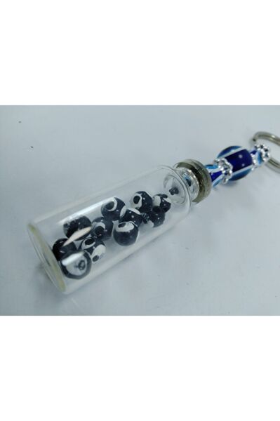 Evil Eye Bead Keychain Handmade Bottle Black Beaded Gift Accessory