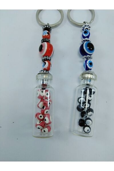 Evil Eye Bead Keychain Set Handmade Bottle Red/Black Gift Accessory
