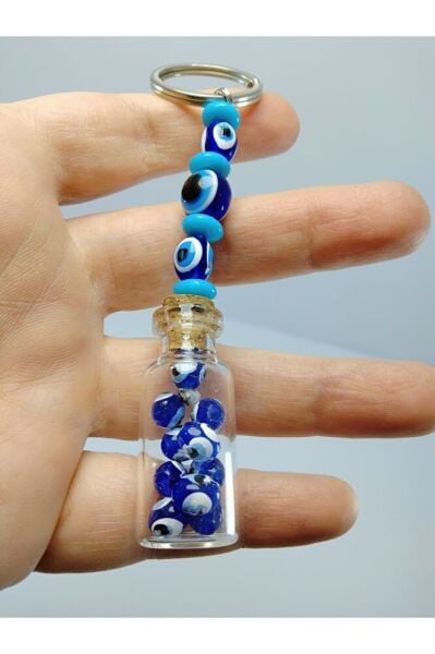 Evil Eye Bead Keychain Handmade Bottle Blue Gift Accessory