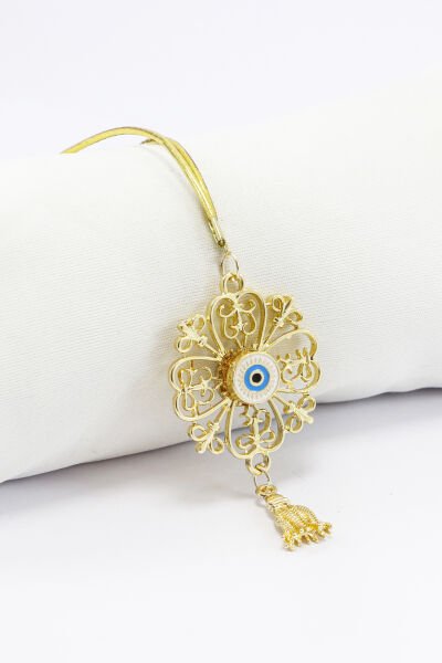 Colorful Evil Eye Beaded Letter E Car Rearview Mirror Ornament, New Car Gift