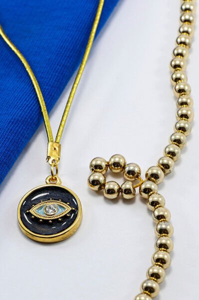 Altın Kaplama Siyah Renkli Metal Göz Parlak Taşlı Nazar Boncuğu Lüks Araba Dikiz Ayna Süsü