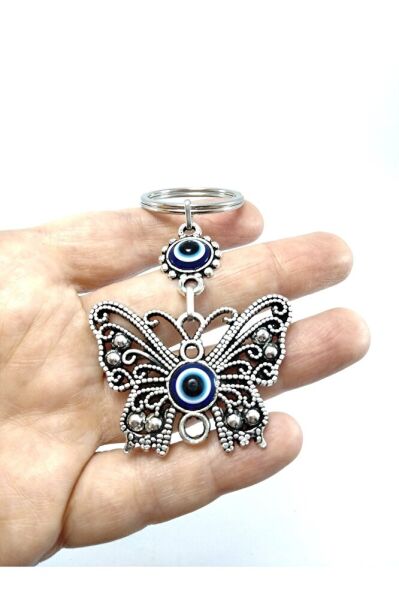 Nazar Boncuğu Anahtarlık Metal Kelebek Figürü Hediyelik Aksesuar