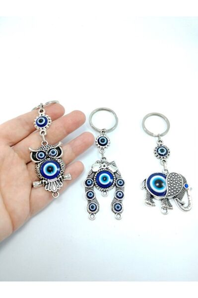 Nazar Boncuğu Anahtarlık Seti Baykuş Nal Fil Hediyelik Eşya