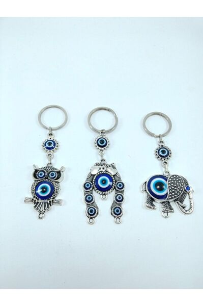 Nazar Boncuğu Anahtarlık Seti Baykuş Nal Fil Hediyelik Eşya