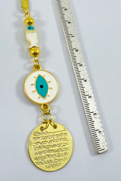 Balıklı Çerçeve Nazarlı Göz Metal Ayetel Kürsi Araba Dikiz Ayna Süsü, Yeni Araba Hediyesi