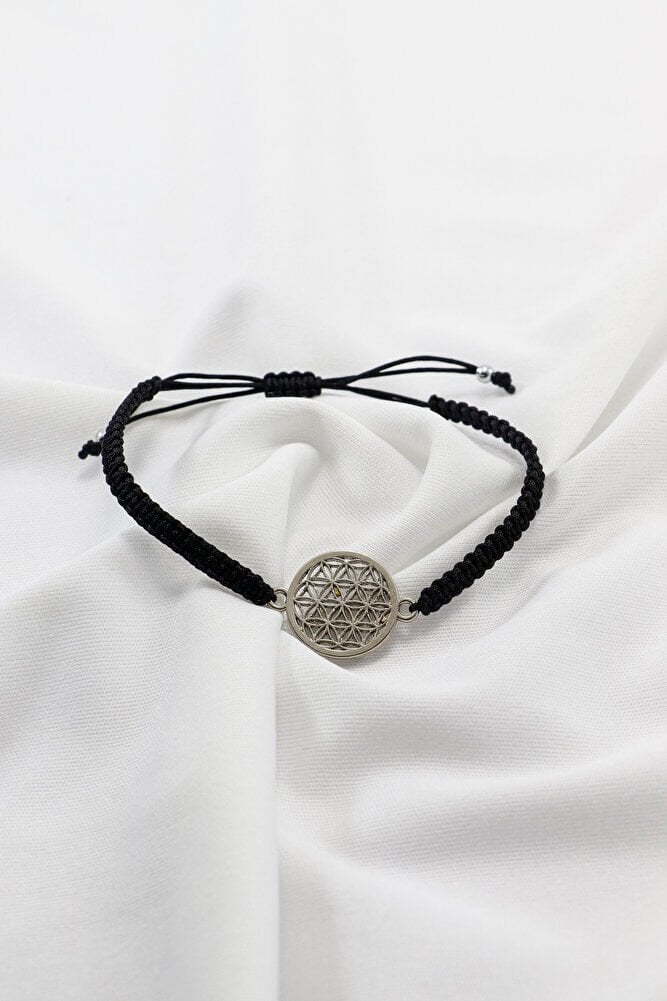 Metal Gümüş Renkli Yaşam Çiçeği Ayarlanabilir Asansörlü Bileklik