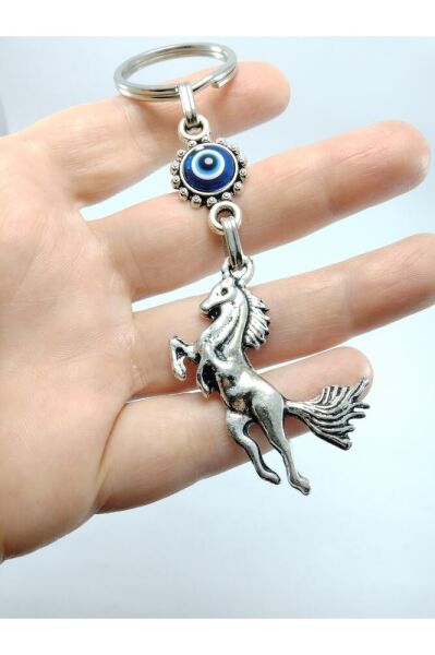 Nazar Boncuğu Anahtarlık Metal At Figürü Hediyelik Aksesuar