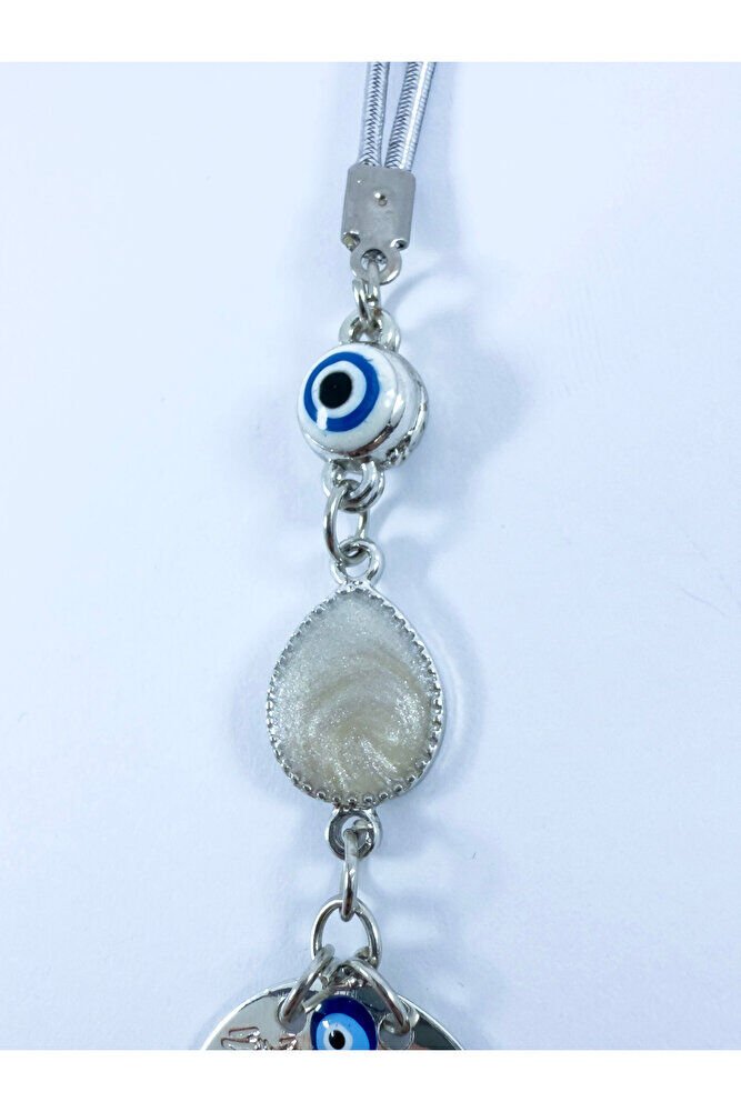 Gümüş Renk Sedefli Metal Ayetel Kürsi Araba Dikiz Ayna Süsü, Yeni Araba Hediyesi