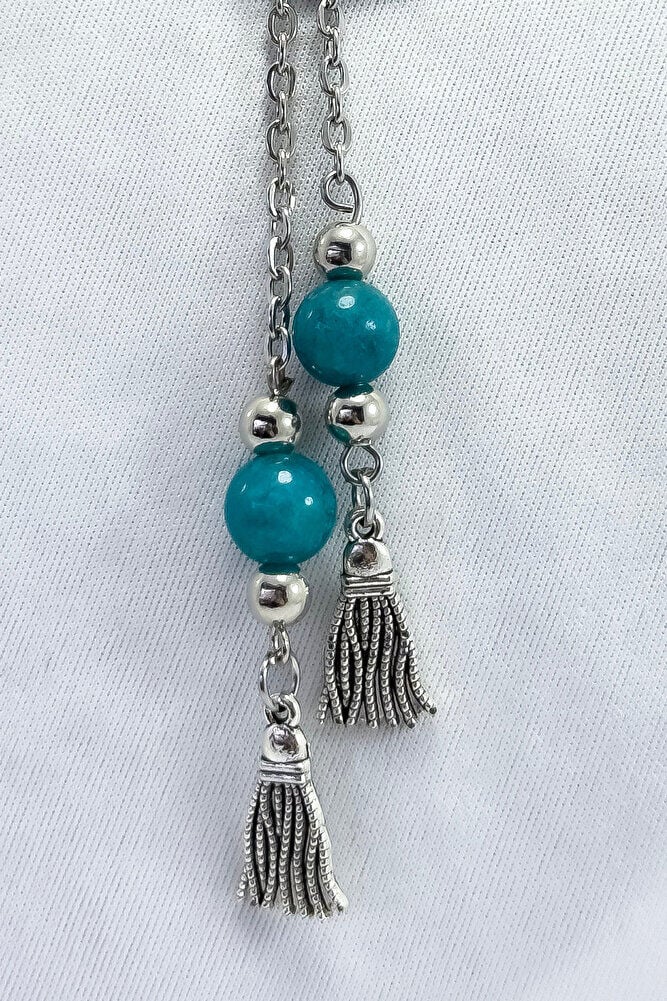 Silver Color Pendant Turquoise Stone Steel Double Sided Ayetel Kursi/ Felak Nas Ihlas Car Rearview Mirror Ornament