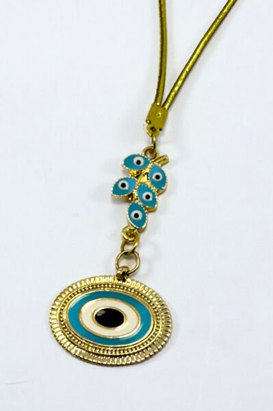 Mavi Salkım Nazar Metal Nazarlı Göz Araba Dikiz Ayna Süsü, Yeni Araba Hediyesi