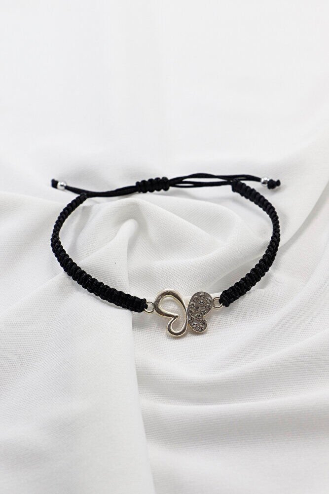 Metal Gümüş Renkli Taşlı Kelebek Ayarlanabilir Asansörlü Bileklik