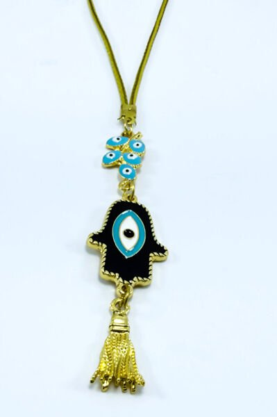 Mavi Nazarlı Salkım Hamse Araba Dikiz Ayna Süsü, Fatıma Ana Eli Yeni Araba Hediyesi