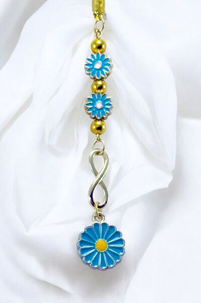 Mavi Papatya Araba Dikiz Ayna Süsü, Yeni Araba Hediyesi