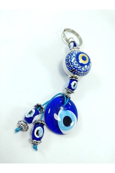 Nazar Boncuğu Anahtarlık El Yapımı Cam Aksesuar Seramik Hediyelik Eşya