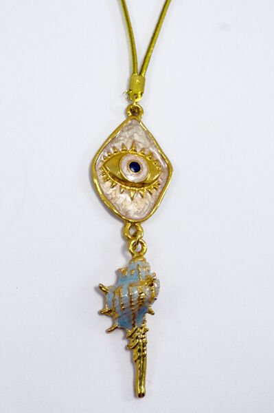 Deniz Kabuğu Püskül Detaylı Pembe Göz Figürü Dikiz Ayna Süsü, Tarz Yeni Araba Hediyesi