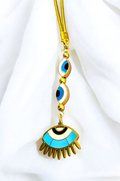 Çerçeveli Nazar Boncuklu Göz Figürlü Araba Dikiz Ayna Süsü