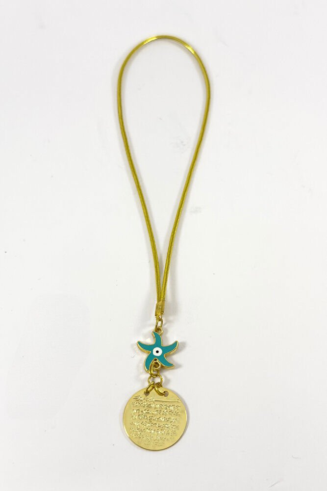 Starfish Metal Ayetel Kursi Gold Color Car Rearview Mirror Ornament, New Car Gift