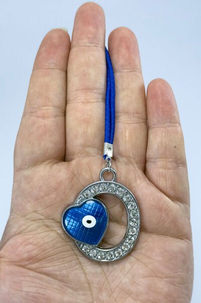 Nazar Boncuklu O Harfi Araba Dikiz Ayna Süsü Metal Hediyelik Aksesuar