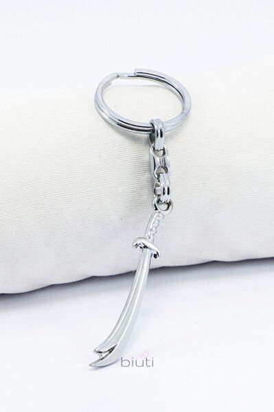 Parlak Metal Sade Zülfikar Kılıcı Metal Anahtarlık, Küçük Çanta Süsü
