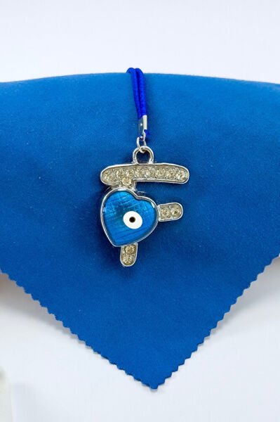 Nazar Boncuklu F Harfi Araba Dikiz Ayna Süsü Metal Hediyelik Aksesuar