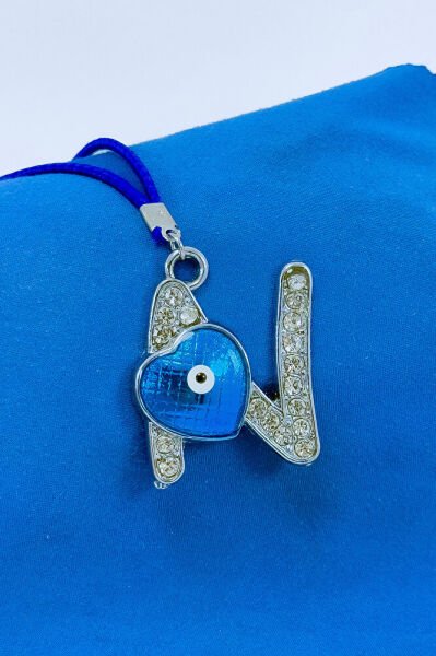 Nazar Boncuklu N Harfi Araba Dikiz Ayna Süsü Metal Hediyelik Aksesuar