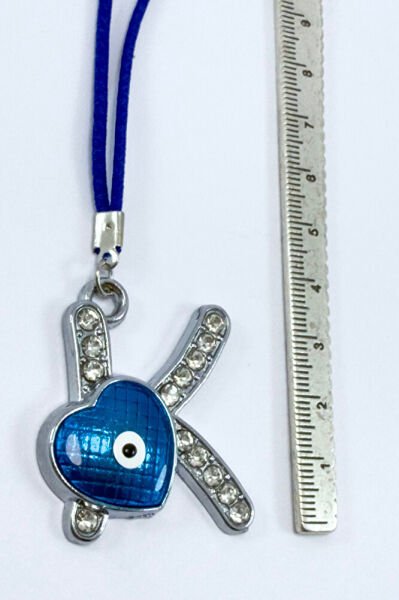 Nazar Boncuklu K Harfi Araba Dikiz Ayna Süsü Metal Hediyelik Aksesuar