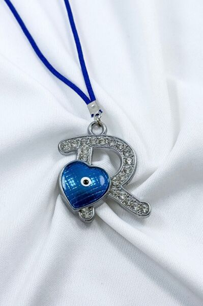 Nazar Boncuklu R Harfi Araba Dikiz Ayna Süsü Metal Hediyelik Aksesuar