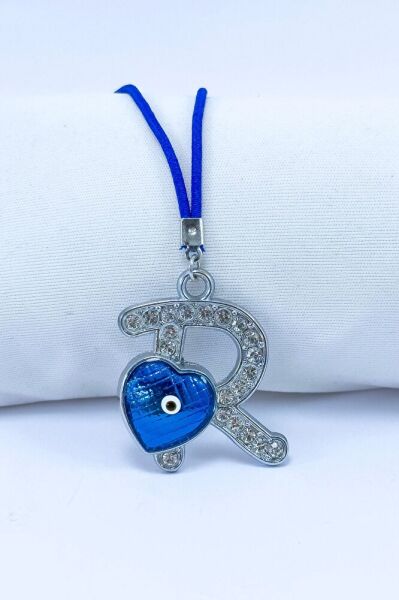 Nazar Boncuklu R Harfi Araba Dikiz Ayna Süsü Metal Hediyelik Aksesuar