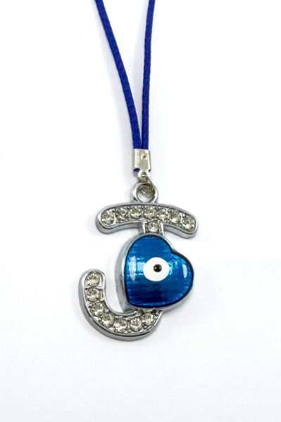 Nazar Boncuklu J Harfi Araba Dikiz Ayna Süsü Metal Hediyelik Aksesuar