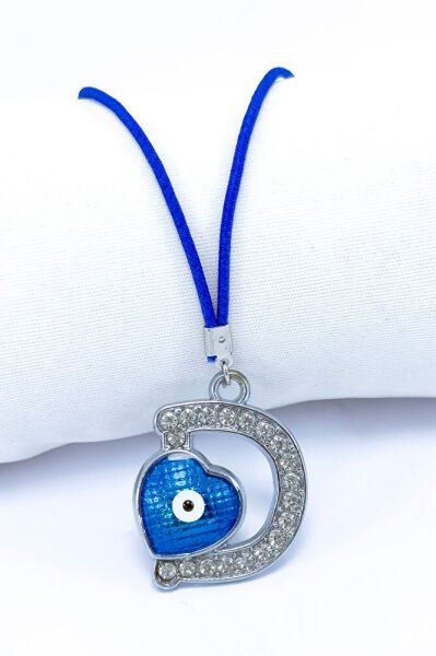 Nazar Boncuklu D Harfi Araba Dikiz Ayna Süsü Metal Hediyelik Aksesuar