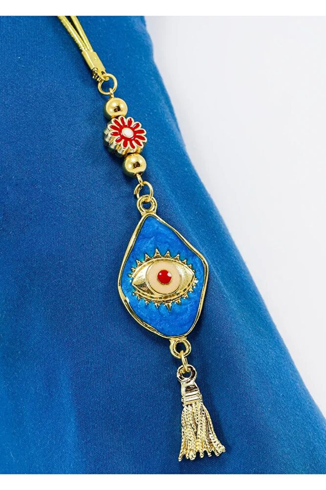 Mavi Kırmızı Renkli Nazar Boncuğu Araba Dikiz Ayna Süsü, Yeni Araba Süsü