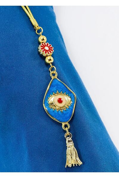 Mavi Kırmızı Renkli Nazar Boncuğu Araba Dikiz Ayna Süsü, Yeni Araba Süsü