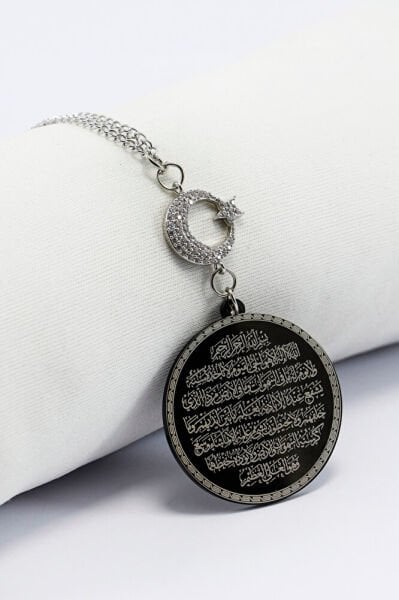 Zirkon Ay Yıldız Siyah Çelik Çift Taraflı Araba Dikiz Ayna Süsü, Zincirli Yeni Araba Hediyesi