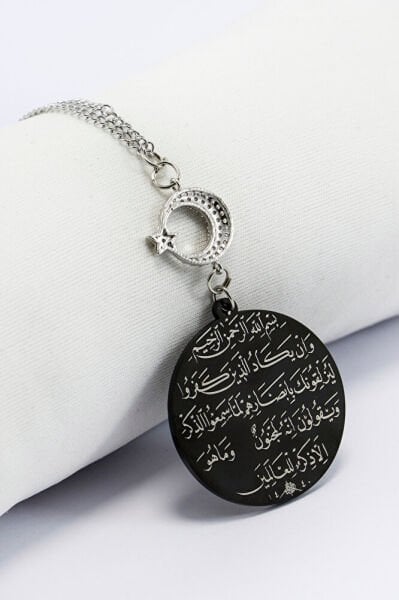 Zirkon Ay Yıldız Siyah Çelik Çift Taraflı Araba Dikiz Ayna Süsü, Zincirli Yeni Araba Hediyesi