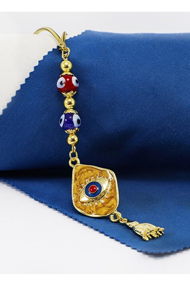 Hardal Renkli Nazar Boncuğu Araba Dikiz Ayna Süsü, Yeni Araba Süsü