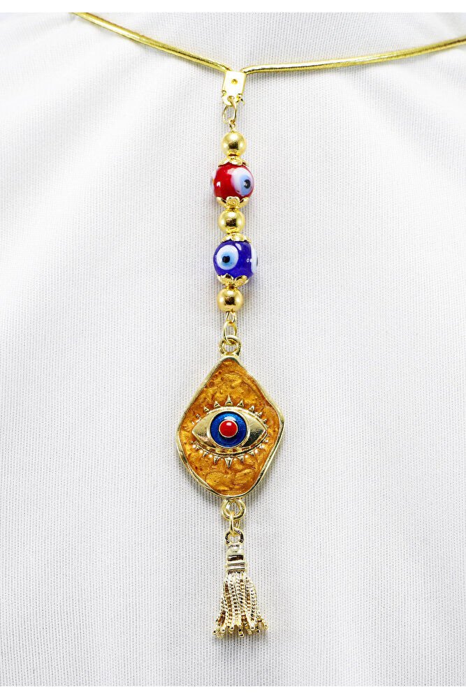 Hardal Renkli Nazar Boncuğu Araba Dikiz Ayna Süsü, Yeni Araba Süsü