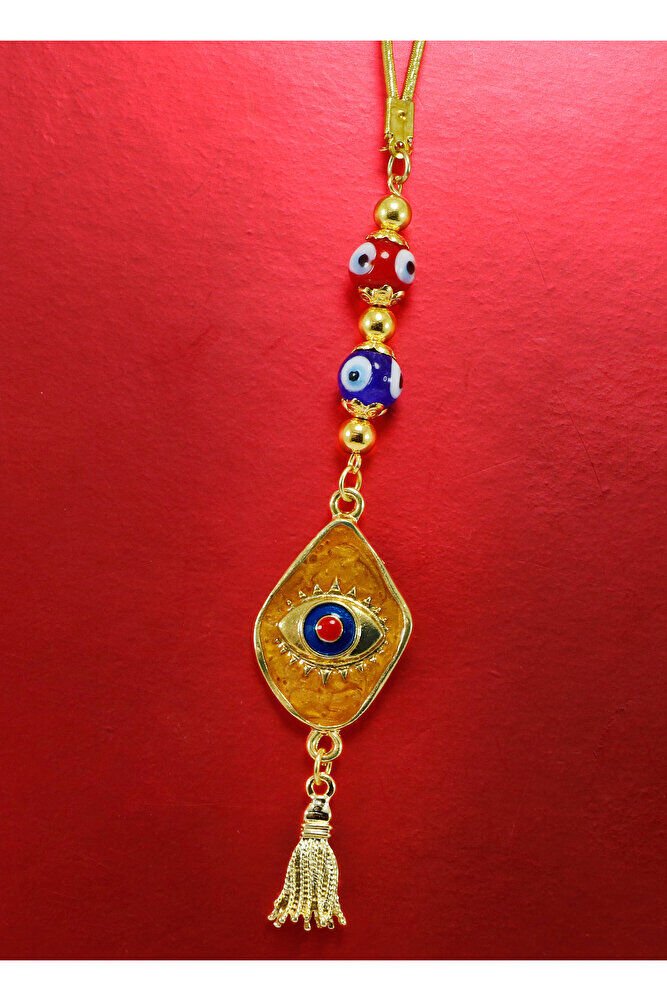 Hardal Renkli Nazar Boncuğu Araba Dikiz Ayna Süsü, Yeni Araba Süsü