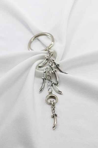 Metal Çoklu Zülfikar Kılıcı Hilal ve Ay Yıldızlı Araba Dikiz Ayna Süsü