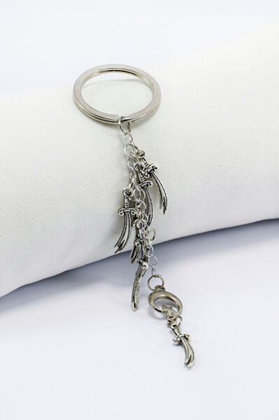 Metal Çoklu Zülfikar Kılıcı Hilal ve Ay Yıldızlı Araba Dikiz Ayna Süsü