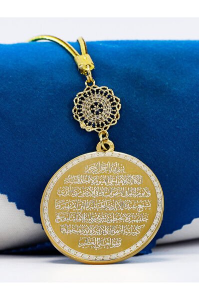 Zirkon Taşlı Çiçek Nazar Boncuğu Çelik Çift Taraflı Ayetel Kürsi Felak Nas İhlas Dikiz Ayna Süsü
