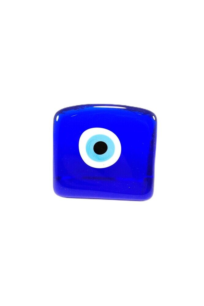 Kare Cam Nazar Boncuğu Üç Boyutlu El Yapımı Masaüstü Dekoru 8x8x4 Cm
