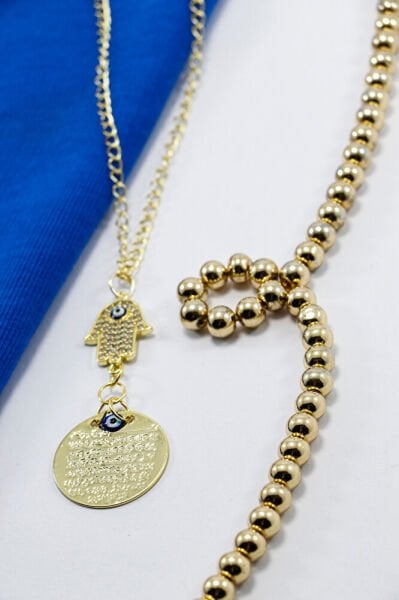 Hamse Eli Zirkon Nazar Boncuğu Araba Dikiz Ayna Süsü Küçük Metal Gold Renkli Ayetel Kürsi