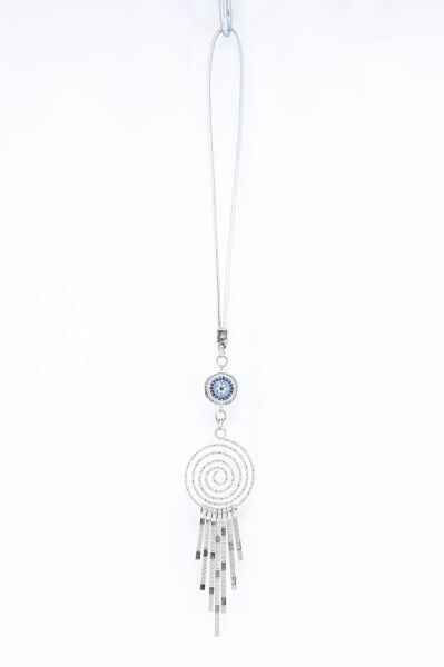 Zirkon Taşlı Nazar Metal Püsküllü Araba Dikiz Ayna Süsü, Gümüş Renkli Araba Hediyesi