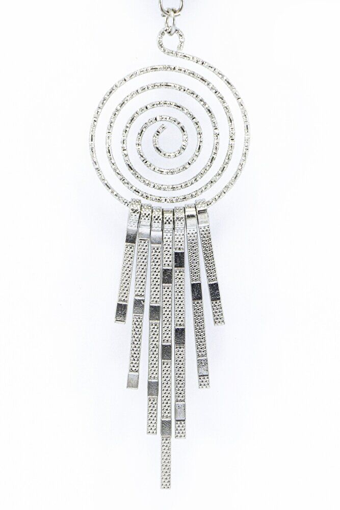 Zircon Stone Evil Eye Metal Tassel Car Rearview Mirror Ornament, Silver Color Car Gift